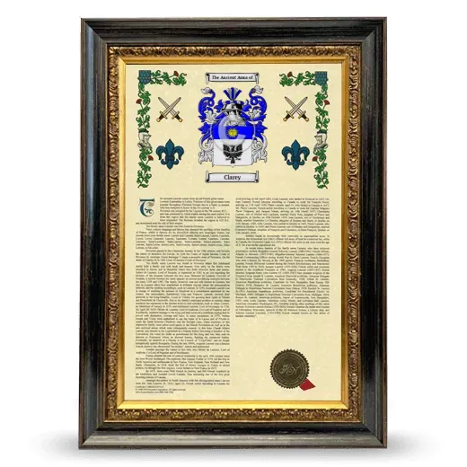 Clarey Armorial History Framed - Heirloom