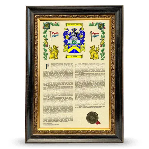 Clavar Armorial History Framed - Heirloom