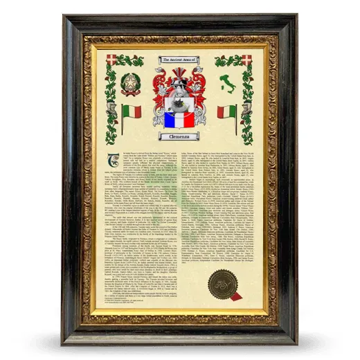 Clemenza Armorial History Framed - Heirloom