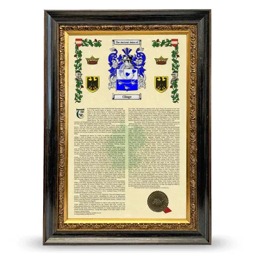 Clinge Armorial History Framed - Heirloom