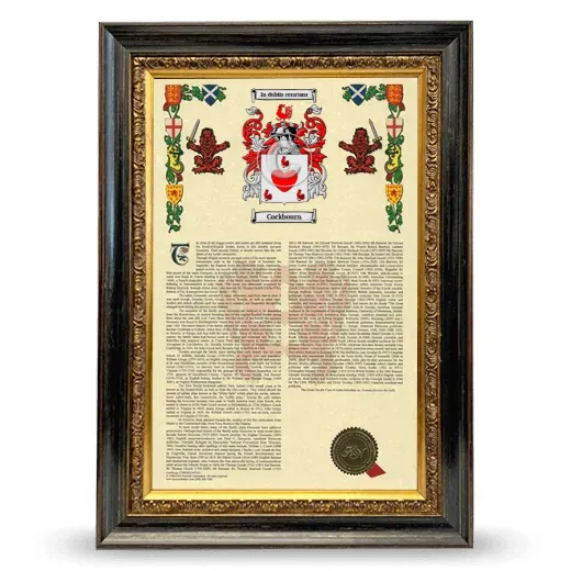 Cockbourn Armorial History Framed - Heirloom