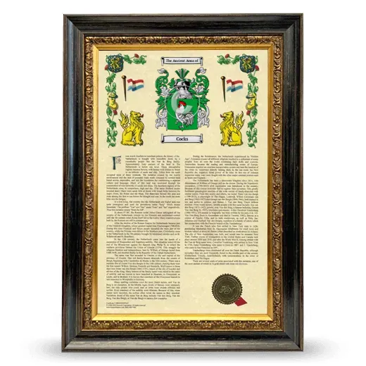 Cocks Armorial History Framed - Heirloom