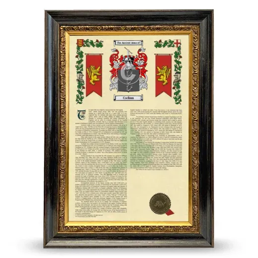 Cockun Armorial History Framed - Heirloom