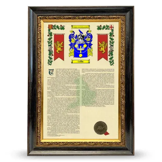 Coffin Armorial History Framed - Heirloom