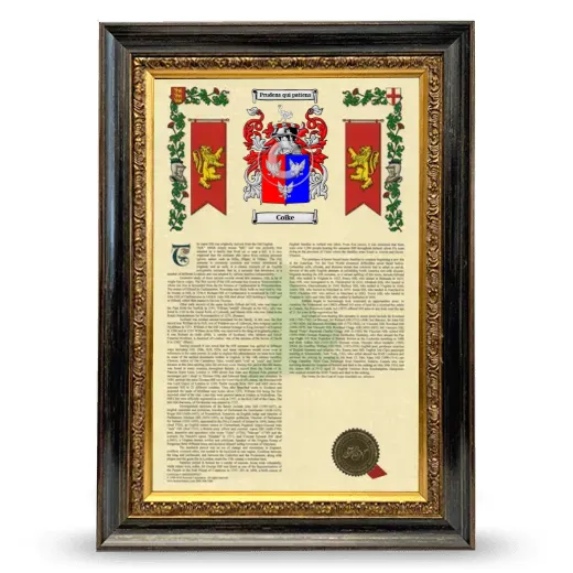 Coike Armorial History Framed - Heirloom
