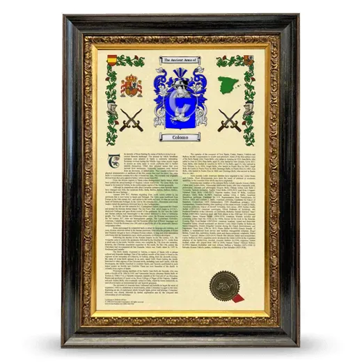 Colomo Armorial History Framed - Heirloom