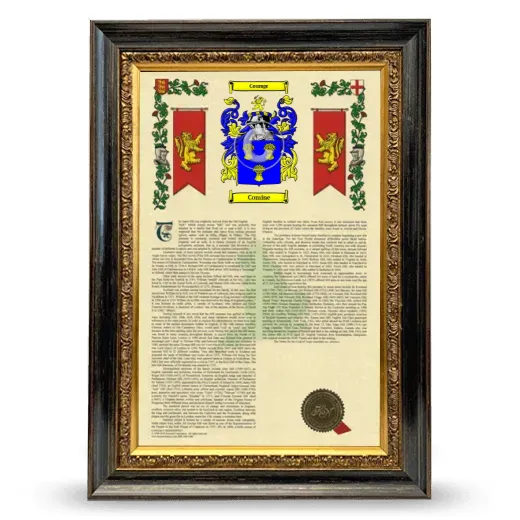 Comine Armorial History Framed - Heirloom