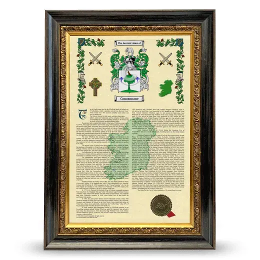 Concannane Armorial History Framed - Heirloom