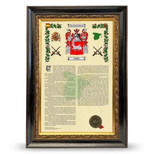 Corder Armorial History Framed - Heirloom