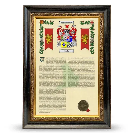 Cosby Armorial History Framed - Heirloom