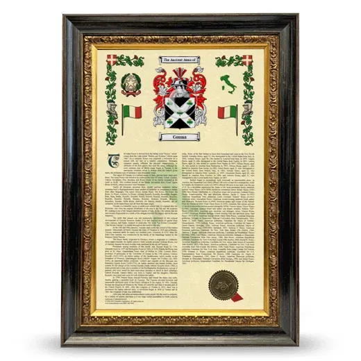 Cosma Armorial History Framed - Heirloom