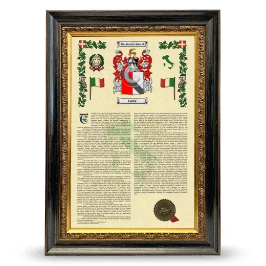 Coste Armorial History Framed - Heirloom