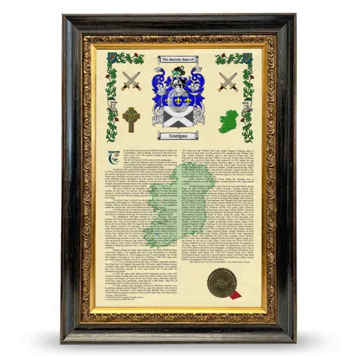 Costigan Armorial History Framed - Heirloom