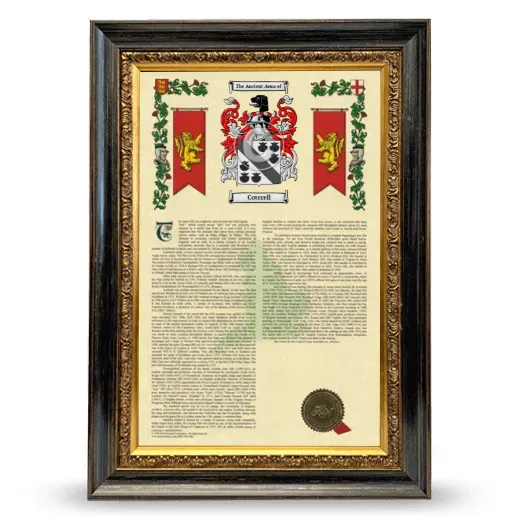 Coterell Armorial History Framed - Heirloom