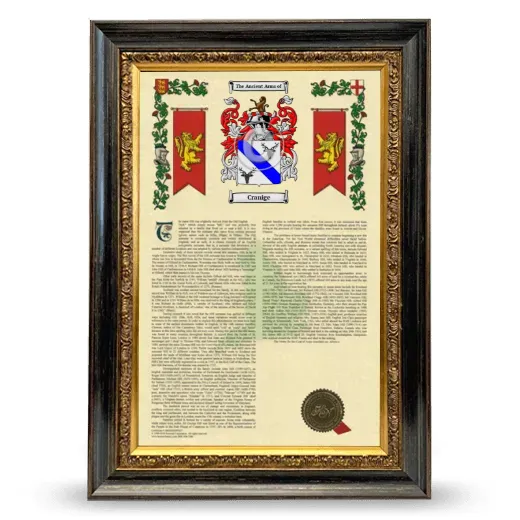 Cranige Armorial History Framed - Heirloom