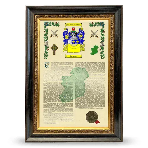 Creamer Armorial History Framed - Heirloom
