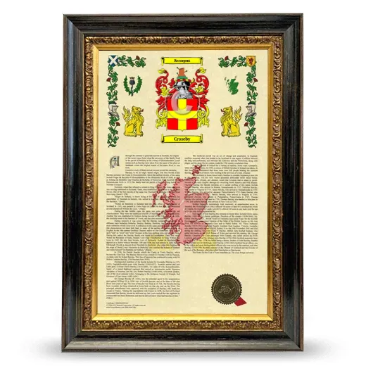 Croseby Armorial History Framed - Heirloom