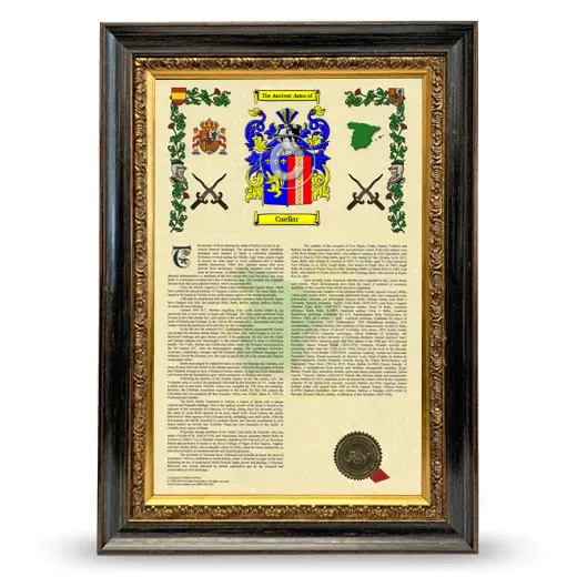 Cuellar Armorial History Framed - Heirloom