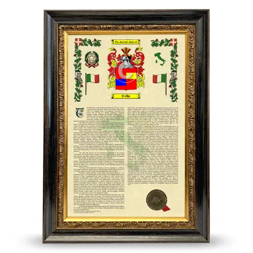 D elia Armorial History Framed - Heirloom