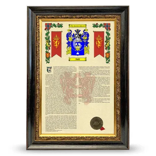 Dahl Armorial History Framed - Heirloom