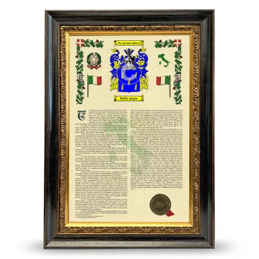 Dalla-negra Armorial History Framed - Heirloom