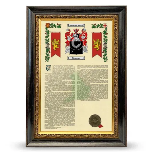 Dammes Armorial History Framed - Heirloom