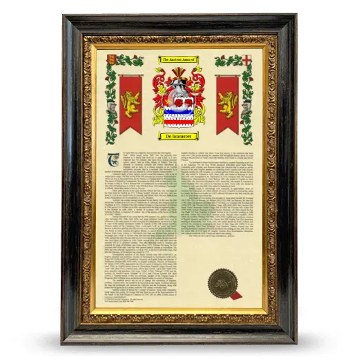 De lancaster Armorial History Framed - Heirloom