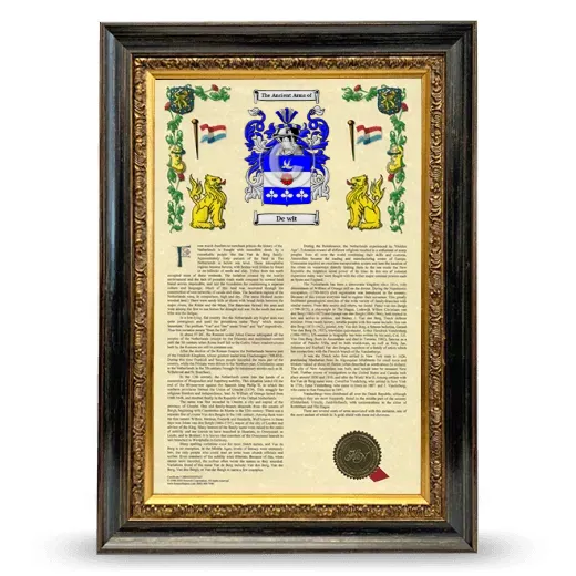 De wit Armorial History Framed - Heirloom