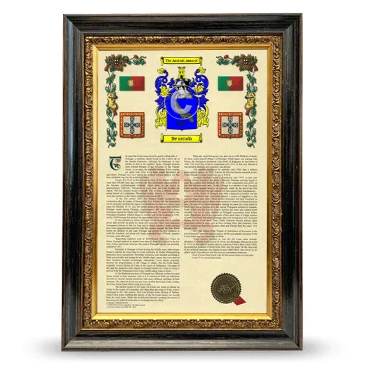De'arruda Armorial History Framed - Heirloom