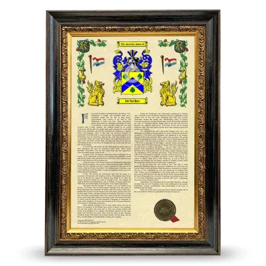 De'becker Armorial History Framed - Heirloom