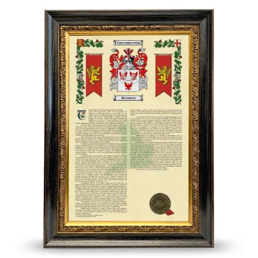De'courcy Armorial History Framed - Heirloom