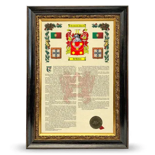 De'freites Armorial History Framed - Heirloom