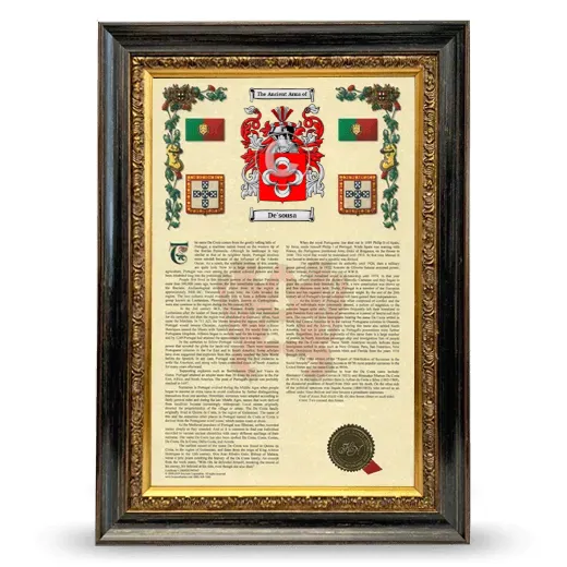 De'sousa Armorial History Framed - Heirloom