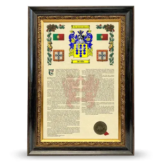 De'villa Armorial History Framed - Heirloom