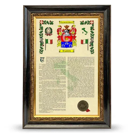 De-genova Armorial History Framed - Heirloom