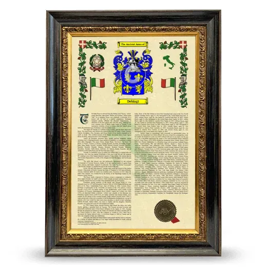 Debiagi Armorial History Framed - Heirloom