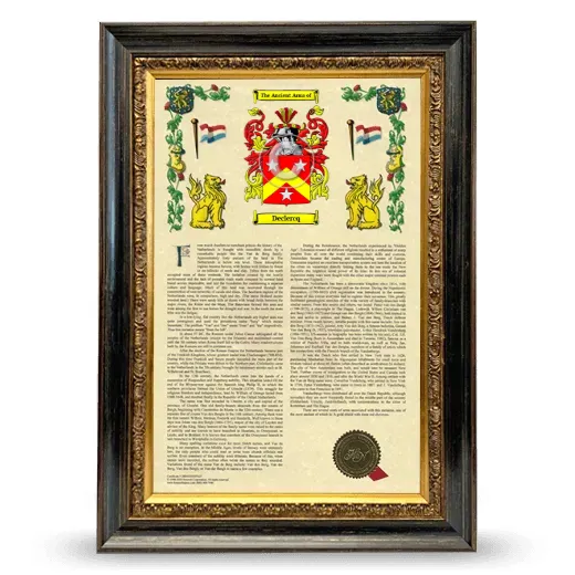 Declercq Armorial History Framed - Heirloom