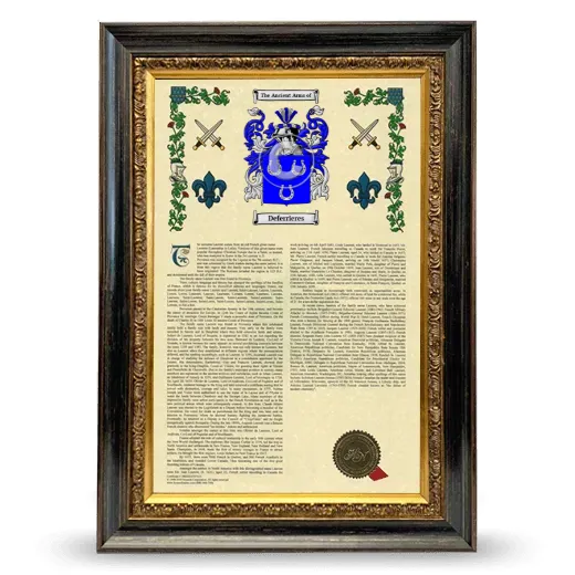 Deferrieres Armorial History Framed - Heirloom