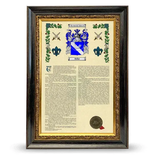 Defoe Armorial History Framed - Heirloom