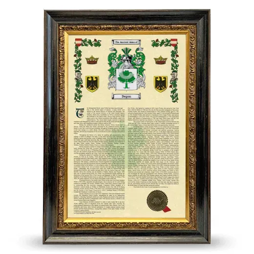Degon Armorial History Framed - Heirloom