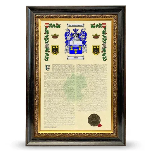 Dehr Armorial History Framed - Heirloom