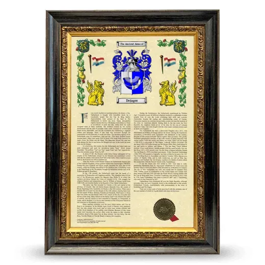 Dejager Armorial History Framed - Heirloom