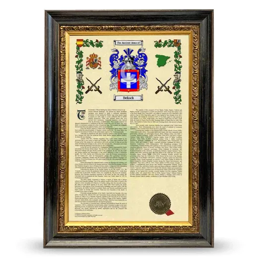 Dekock Armorial History Framed - Heirloom