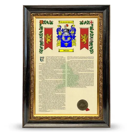 Del'ano Armorial History Framed - Heirloom