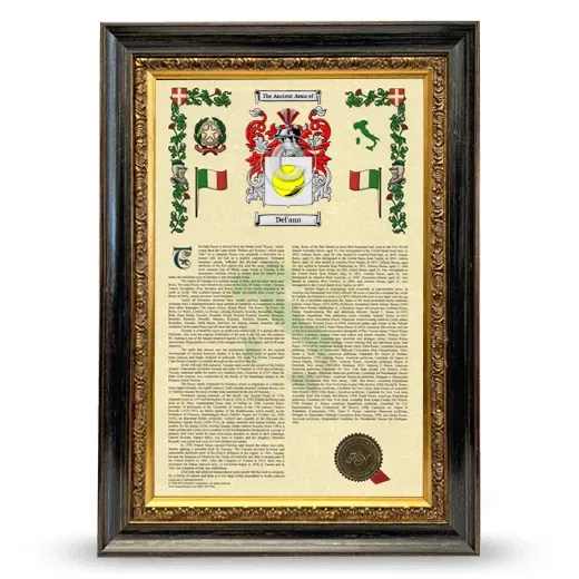 Del'ano Armorial History Framed - Heirloom