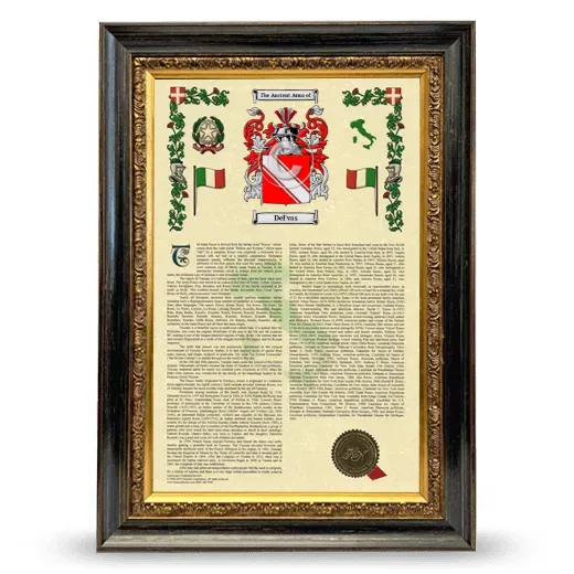 Del'vas Armorial History Framed - Heirloom