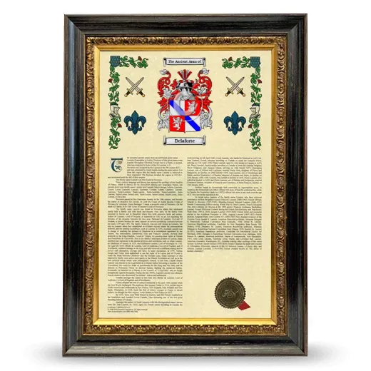 Delaforte Armorial History Framed - Heirloom