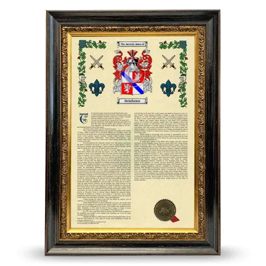 Delafortes Armorial History Framed - Heirloom