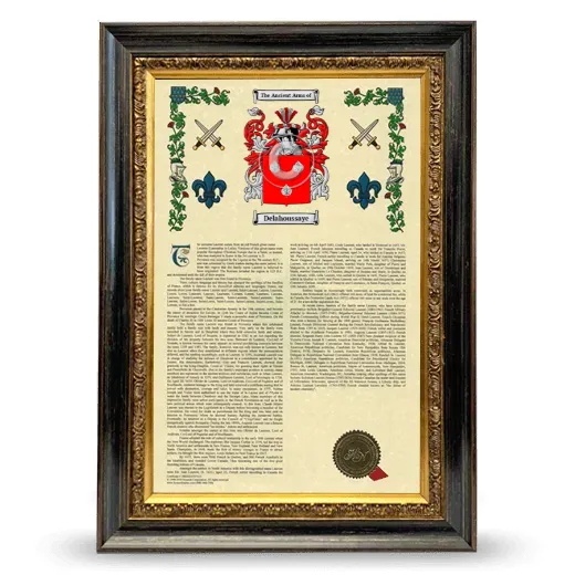 Delahoussaye Armorial History Framed - Heirloom