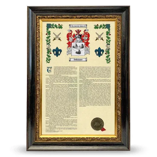 Delamare Armorial History Framed - Heirloom